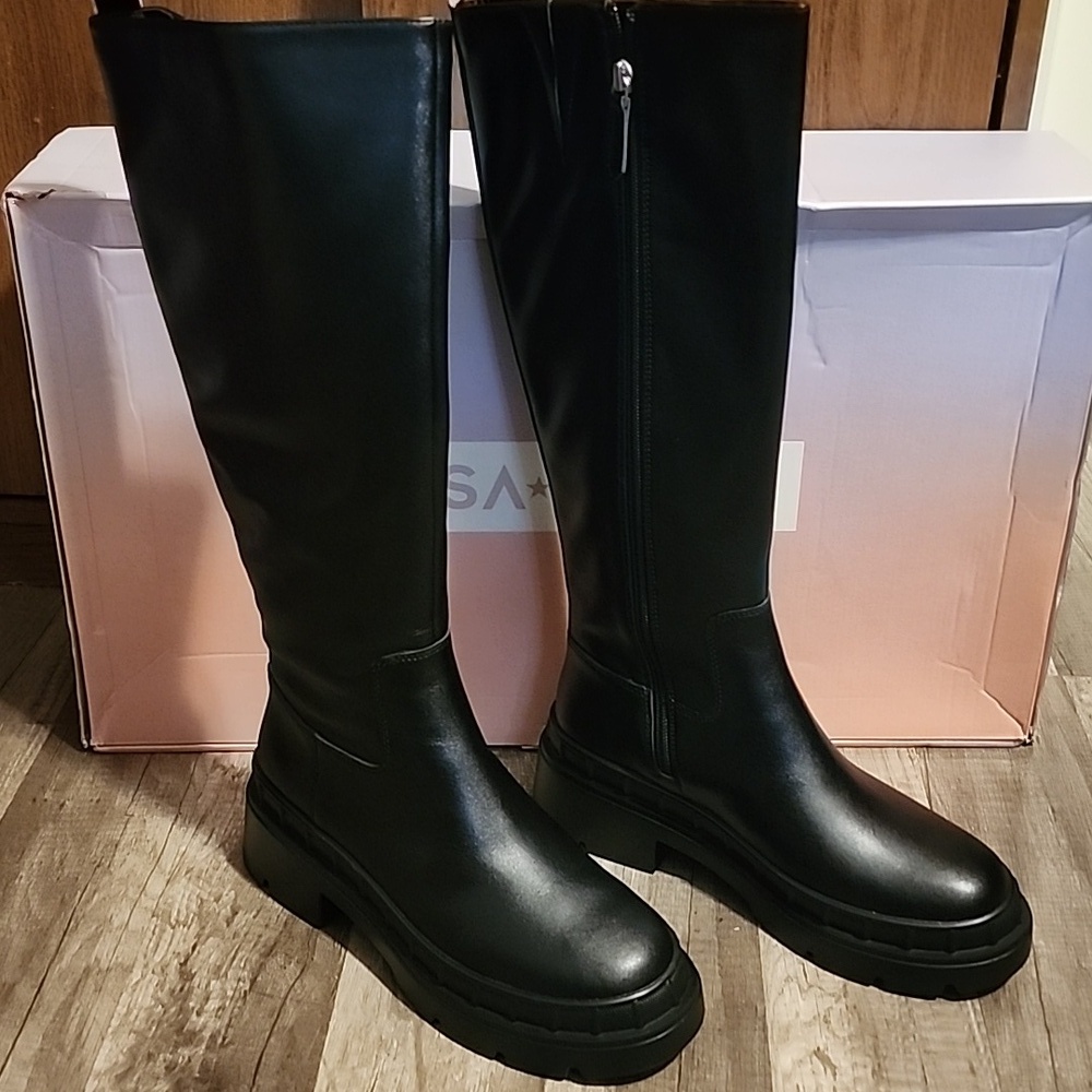 Lisa Vicky Moody Water Resistant Knee High Boot Women Black